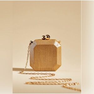 Anthropologie mini metalic clutch in Gold